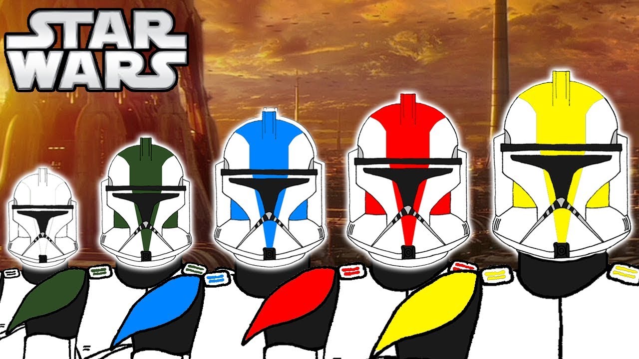 The 5 Clone Trooper COLOURS RANKS and Meanings PHASE 1 - Star Wars 1