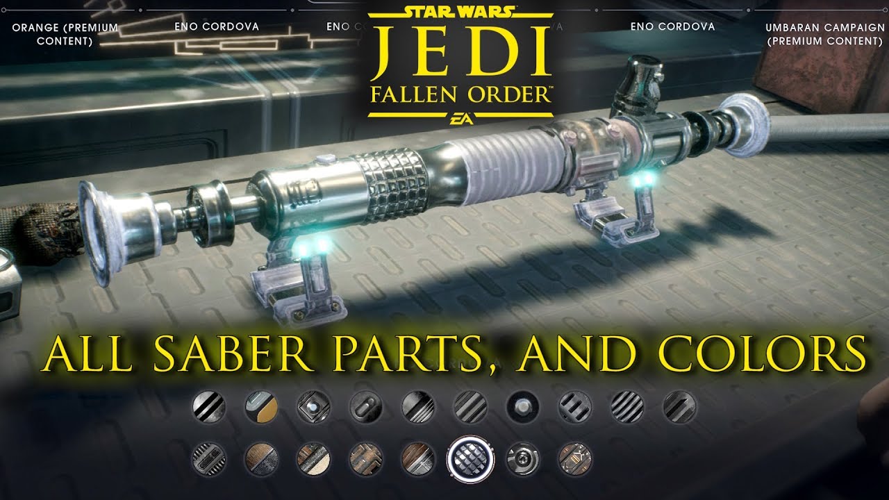 Star Wars Jedi Fallen Order - All Lightsaber Parts, Colors, Customization Options 1