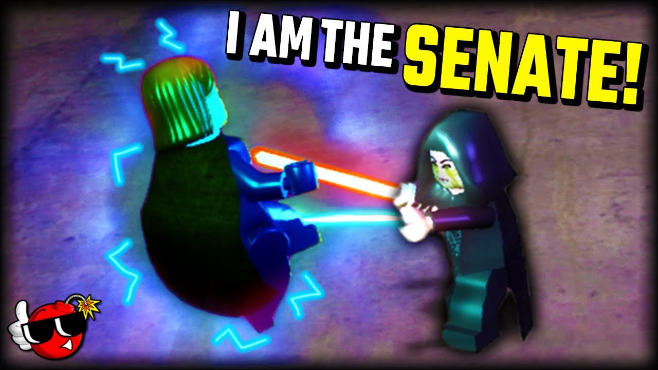 Palpatine attacks the senate in Lego Star Wars 1