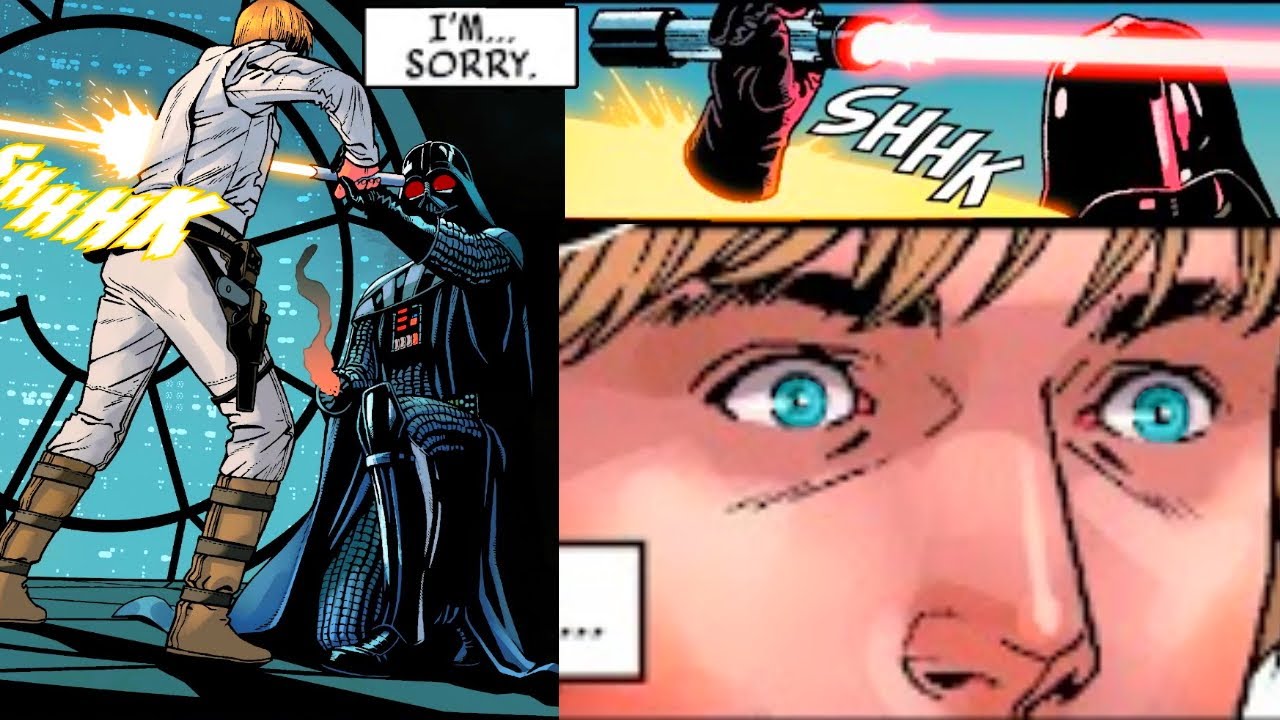 Luke Cuts Off Darth Vader's Hand With Yellow Lightsaber 1